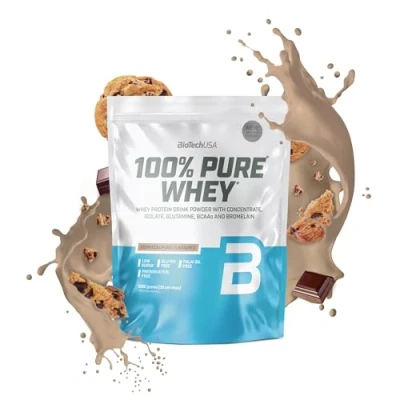Afbeelding van BioTechUSA 100% Pure Whey Eiwitpoeder met BCAA en Glutamine Glutenvrij, Palmolievrij 21g Eiwit per portie, 1 kg, Koekjes &amp; Crème
