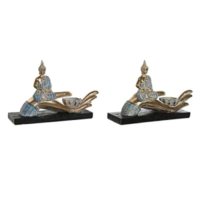 Afbeelding van Decoratieve figuren DKD Home Decor 25,7 x 8 16 cm Blauw Boeddha Turkoois Orientaals Decapé (2 S...