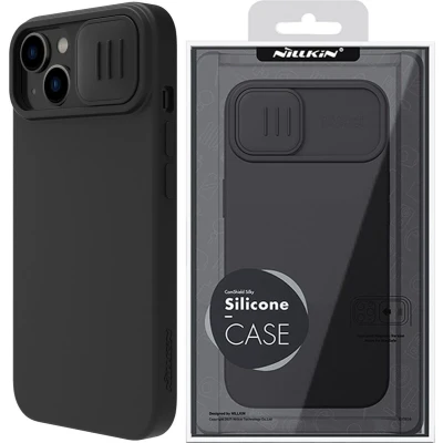 Afbeelding van Nillkin CamShield Silky Silicone Case iPhone 14 Plus Hoesje met Camerabeschermer Zwart