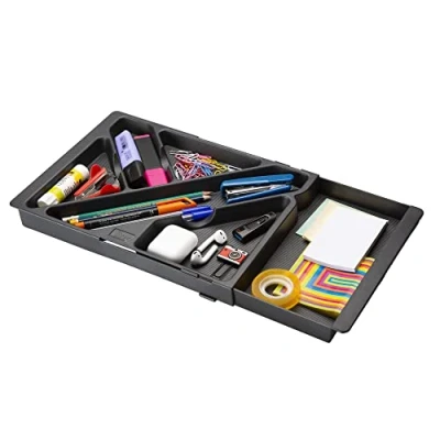 Afbeelding van Uitschuifbare lade voor bureaulade gemaakt van gerecycled plastic 32,8 45,2 x 22,5 2,5 cm Past op elke Zwart Made in Spain Stey