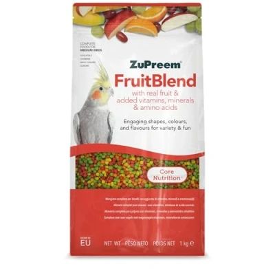 Afbeelding van Zupreem Multifruitvoer voor gevogelte, fruit en vitaminen, vogelvoer geschikt agapornis, Ninfa Kakadus, Argentijnse Cotorras andere middelgrote vogels, 1 kg