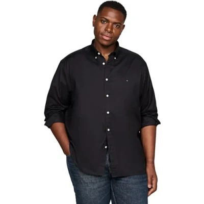 Afbeelding van Tommy Hilfiger CORE FLEX Poplin Overhemd, Heren, Maat: 5XL, Black