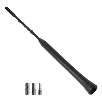 Afbeelding van Autoantenne, 23 cm lengte, voor storingsvrije AM, FM 87,5 108 MHz, DAB, DAB+ ontvangst, in zwart, schroeven met universele adapter M4 M5 M6, korte staafantenne, dakantenne antennevoet binnendraad