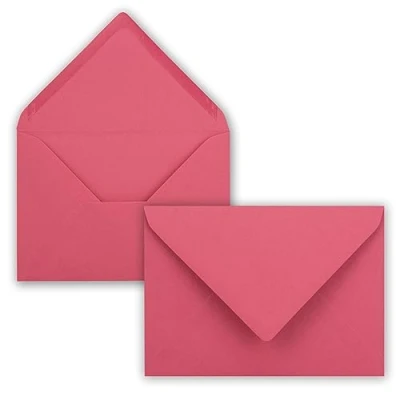 Afbeelding van 100 enveloppen, flamingo roze, DIN C6, 114 x 162 mm, enveloppen met natte plakrand zonder venster, voor wenskaarten en uitnodigingen FarbenFroh by GUSTAV NEUSER