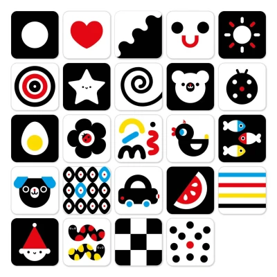 Afbeelding van Banana Panda 12 Hoog Contrast Kijk en Voel Babyboek Kaarten / Zwart Wit Baby Speelgoed Boekje vanaf 0 maanden 16x16cm