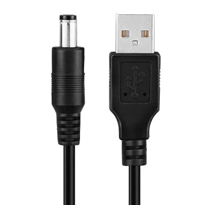 Afbeelding van conecto CC20035 laagspanning oplaadkabel (USB A stekker naar DC holle 5,5x2,1mm), 0,60m, zwart
