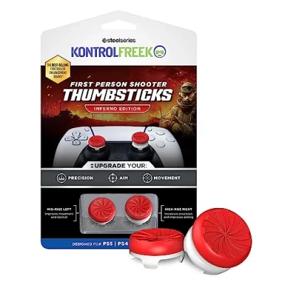 Afbeelding van KontrolFreek FPS Freek Inferno voor Playstation 4, PS4 en 5, PS5 Controller, Performance Thumbsticks, 1 High Rise, Mid Rood/wit