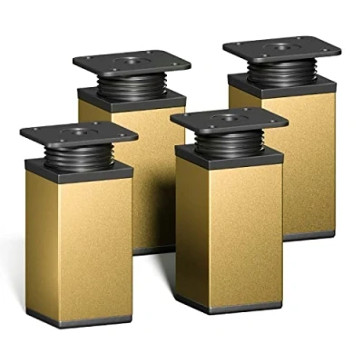Afbeelding van sossai® design meubelpoten MFV1 set van 4 in hoogte verstelbaar Vierkant profiel: 40 x mm Kleur: goud Hoogte: 80 (+ 20 mm) Inclusief hoogwaardige houtschroeven