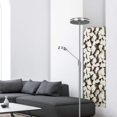 Afbeelding van Trio Lighting Franklin LED uplighter, leeslamp, mat nikkel
