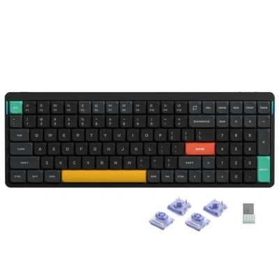 Afbeelding van Nuphy Air96 v2 Mechanisch Toetsenbord QMK/VIA, 96% Low Profile Draadloos Toetsenbord, Bluetooth 5.1, 2.4GHz en bekabelde verbinding, Compatibel met Windows Mac OS Basalt Black Switch Wisteria