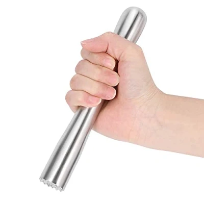 Afbeelding van Roestvrij staal cocktail stamper met gegroefde kop, drinken mixer Mojitos fruit citroen hamer bar gereedschap voor heerlijke maken, 7.3 Inch