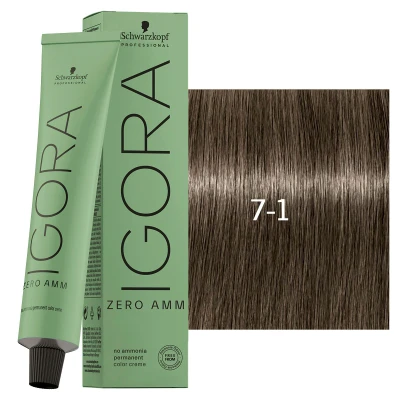 Afbeelding van Schwarzkopf Igora Zero Amm 7 1 Medium Blonde Cendré 60 ml