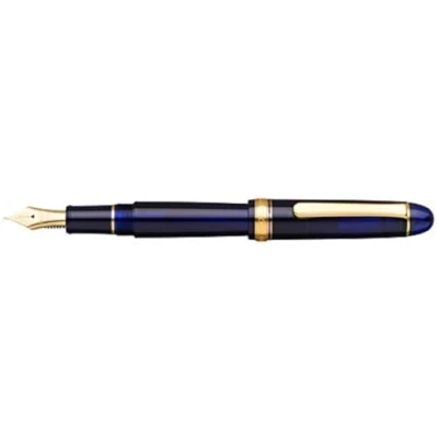 Afbeelding van PLATINUM Century Gold Trim Chartres PNB15000 51M Japanse vulpen #3776 Blue M/Blauw/0,34 0,44 mm/handgemaakt/veer van 14 karaats goud/met geschenkdoos/vulpen