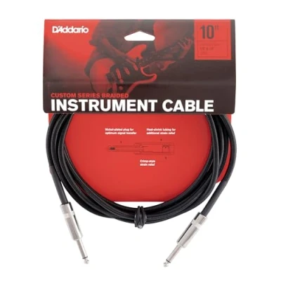Afbeelding van D&quot;;Addario PW BG 10BK Braided instrumentkabel zwart 10ft (3.05 m) recht