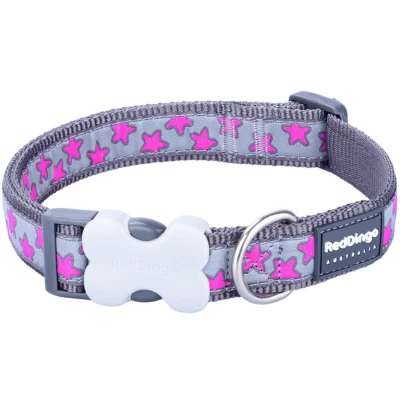 Afbeelding van Hondenhalsband Red Dingo STYLE HOT PINK ON COOL GREY 15 mm x 24 36 cm Grijs