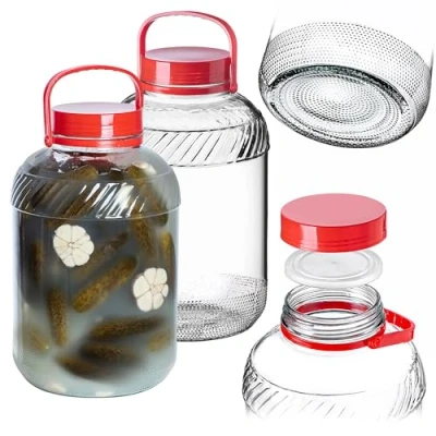 Afbeelding van KADAX glazen komkommerglas met deksel, inmaakpot, luchtdichte conservering, ballon, universeel glas, voorraadpot voor komkommers, opslag, weckpot (10 l, set van 2)