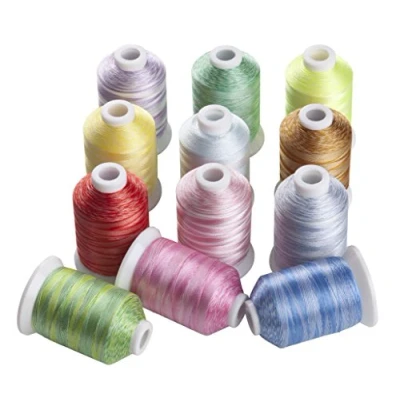 Afbeelding van Simthread Meerkleurige polyester borduurgaren voor machines 1.000 meter, Brother, Babylock, Bernette, Janome, Kenmore, Singer, W6 N 5000 naaimachine en (12 kleuren VA)
