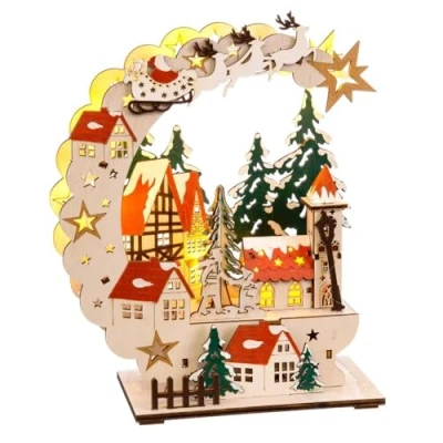 Afbeelding van Bigbuy Christmas Kerstversiering Multicolour Natuurlijk Hout 19 X 8 22 Cm