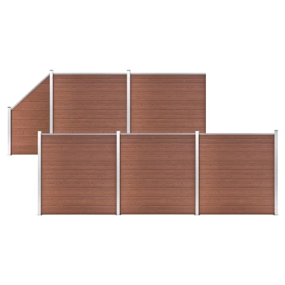Afbeelding van Schuttingset 5 vierkant en 1 schuin 965x186 cm HKC bruin