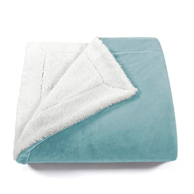 Afbeelding van Fleece Deken, Deken Tweepersoons 210 x 240 cm, Kinderflanel Bed Super Zacht Groen water/wit