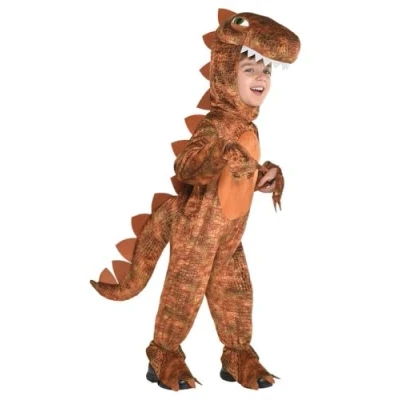 Afbeelding van Amscan (9904747) T Rex jumpsuit kostuum met capuchon voor kinderen (3 4 jaar)