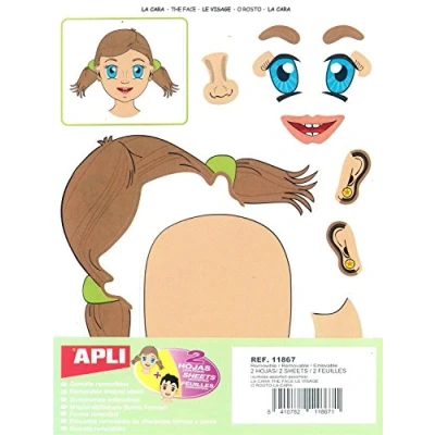 Afbeelding van APLI Kids 11867 Gomets tas, 2 vellen, het gezicht