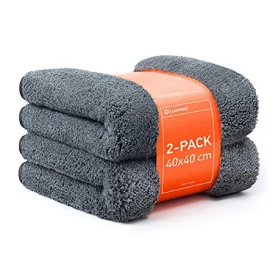 Afbeelding van Luxshield Microvezeldoek, set van 2 voor het drogen de auto, premium droogdoek, 1200 g/m², polijstdoek microvezel, 40 x 40, grijs