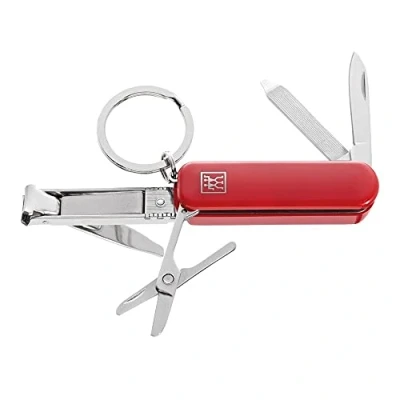 Afbeelding van ZWILLING Klassiek Inox Glanzend Roestvrij Staal Manicure Pedicure Multi Tool, 60 mm Lengte, Rood