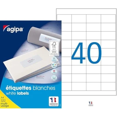 Afbeelding van agipa 118991 universele etiketten, 48,5 x 25,4 mm, wit, rechthoekig