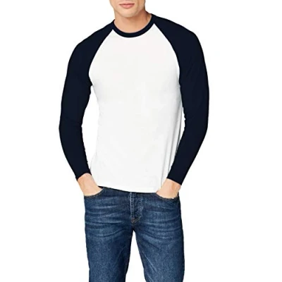 Afbeelding van Fruit of the Loom Heren Baseball Classic T shirt met lange mouwen, meerkleurig (White/Navy), XL