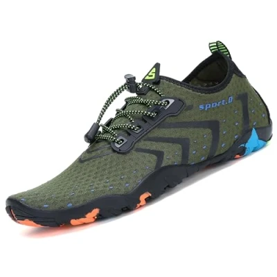 Afbeelding van SAGUARO Barefoot Aqua Water Sport Schoen Vrouwen Mannen Strand Zwembad Zand Zwemmen Sneldrogende Slip Op Yoga Schoenen Unisex Huid Sokken, Gegolfd Groen, 36 EU