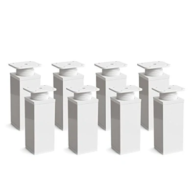 Afbeelding van sossai® design meubelpoten MFV1 set van 8 in hoogte verstelbaar Vierkant profiel: 40 x mm Kleur: wit Hoogte: 80 (+ 20 mm) Inclusief hoogwaardige houtschroeven