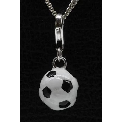 Afbeelding van Zilveren Voetbal zwart/wit hanger én bedel
