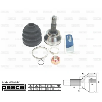 Afbeelding van Homokineet reparatie set, aandrijfas PASCAL G1F034PC