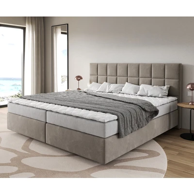 Afbeelding van DELIFE Boxspringbed Dream Fijn microvezel beige 200x200 cm Bonell matras PU topper