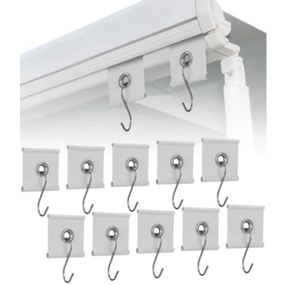 Afbeelding van Goxiry Kederlijsthaken, 12 stuks bies voor rails, 5/6 mm 7/8 biefhaken, luifelhaak, camping, camper accessoires camper, caravan, voortent, campingtent, wit