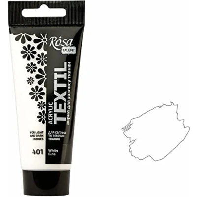 Afbeelding van Krevo Art Stofverf, wasbestendig, textielverf, wit, acrylverf op waterbasis, tube van 60 ml, wasmachinebestendig om vast te zetten, intensief dekkend voor lichte en donkere stoffen
