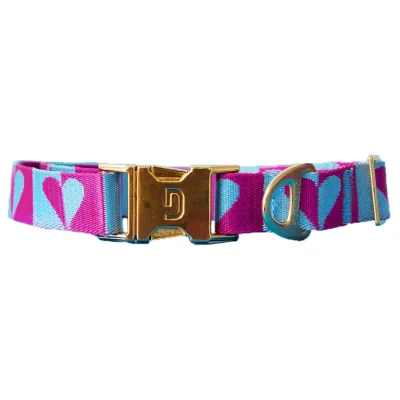 Afbeelding van Dogguo Heart Collar Blauw&amp;Raspberry Hondenhalsband 42 68 cm