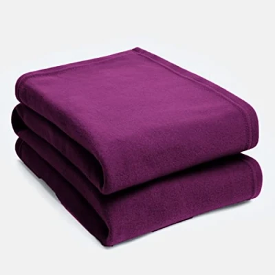 Afbeelding van Dreamscene Warme Polar Fleece Gooi over zachte slaapbank deken sprei, effen druif 120 x 150 cm