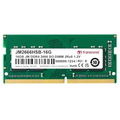 Afbeelding van Transcend JetRAM Werkgeheugenmodule voor laptop DDR4 16 GB 1 x Non ECC 2666 MHz 260 pins SO DIMM CL19 JM2666HSB 16G