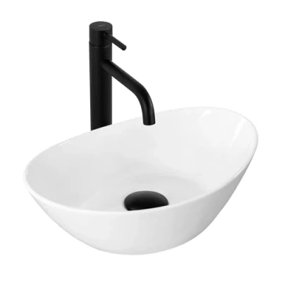 Afbeelding van REA Kate 36 Compacte Ovale Waskom 365x245 mm Wit Keramiek