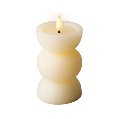 Afbeelding van Lumineo luxe LED kaars creme wit D7,5 x H14,5 cm vaas vorm met timer