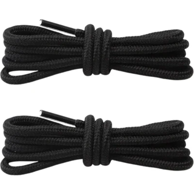 Afbeelding van Fako Fashion® Schoenveters Veters Rond Gevlochten 5mm 100cm 1 Paar 2 Stuks Zwart