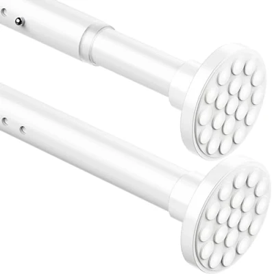 Afbeelding van Telescopische gordijnroede, extra lang, 4 meter, geen boren nodig, kledingstang, voor badkamer, douchegordijn, slaapkamer, zwart, 350 405 cm, doorsnede 32 mm
