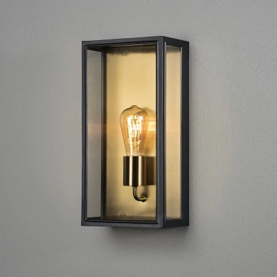 Afbeelding van Konstsmide Carpi schwarz/messing 7349 758 Buitenlamp (wand) E27 Zwart, Messing