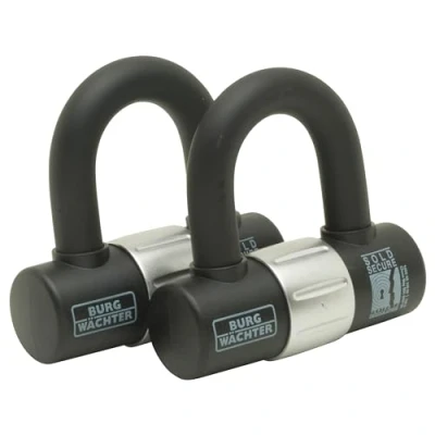 Afbeelding van Burg Wachter 100D Duo Verkocht Secure Gold Keyed Alike U Lock Twin Pack, zwart