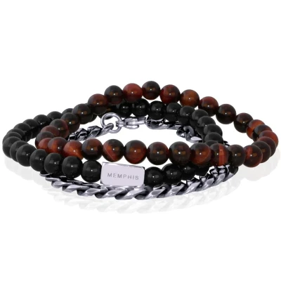 Afbeelding van Memphis TRIO Herenarmbanden set &quot;The Warrior&quot; 21cm