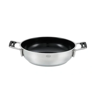 Afbeelding van RÖSLE SILENCE PRO CeraPlus serveerpan, antiaanbaklaag &amp; robuust Ø 28 cm, hittebestendig tot 260 C, keramische glazuurlaag, zilver, roestvrij staal 18/10, vaatwasmachinebestendig