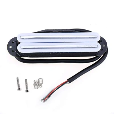 Afbeelding van Musiclily Hot Rails Humbucker Element in Single coil Formaat voor Strat/Tele Elektrische Gitaar, Wit met Chromen