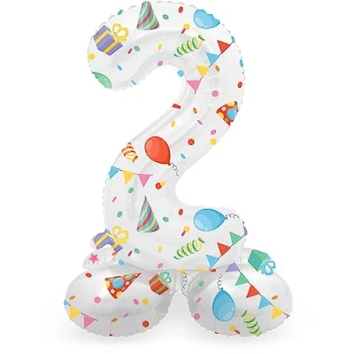 Afbeelding van Folat BV Staande Folieballon Joyful Party Cijfer 2 72cm